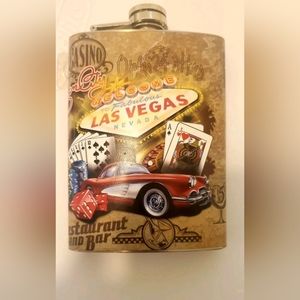 NWOT Drinking Flask Las Vegas Nevada NV Casino Strip Classic Car Sign Steel